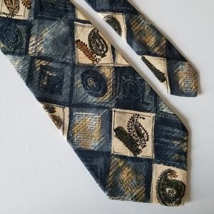 Boston Traders Abstract Paisley Blue Tan Gold Tie